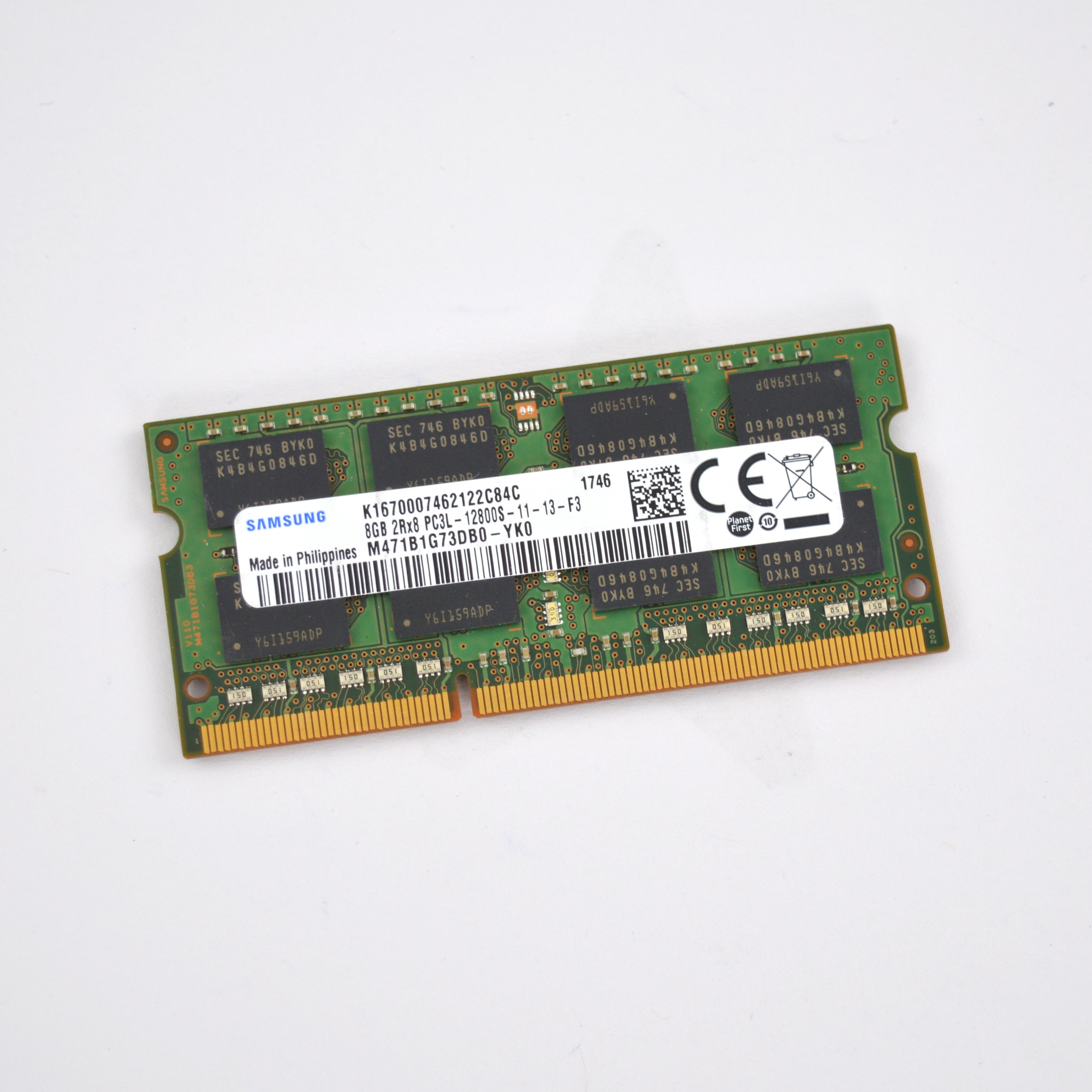Samsung SO-DIMM 8GB, DDR3L-1600 CL11-11-11 2RX8 M471B1G73DB0-YK0