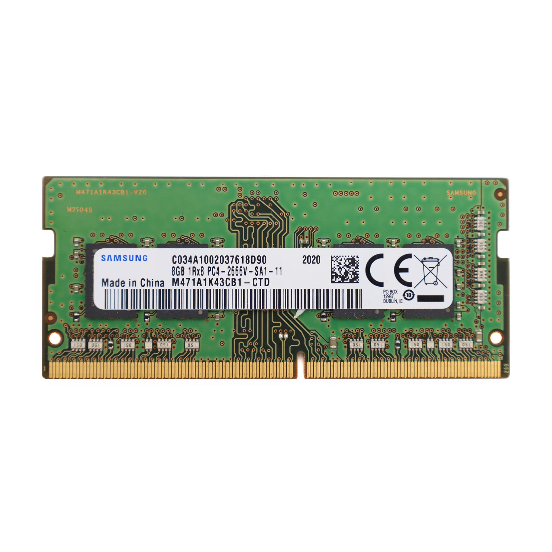 Samsung RAM Arbeitsspeicher 1x 8GB DDR4 2666MHz 260 Pin SO-DIMM M471A1K43CB1-CTD