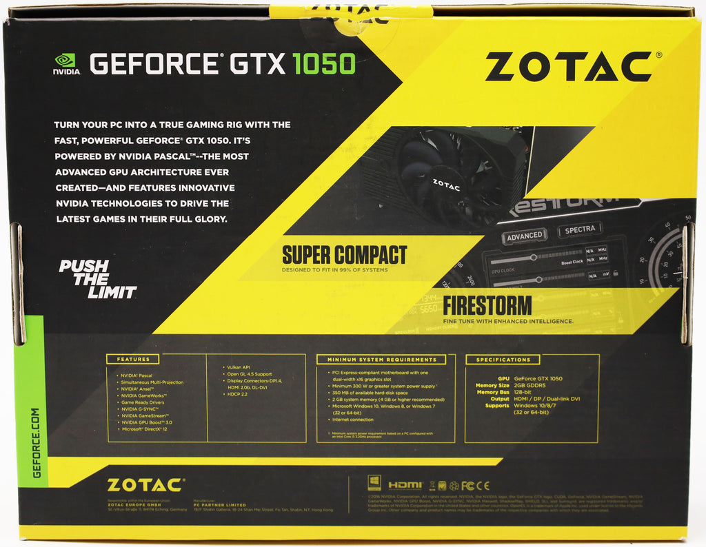 Zotac GeForce GTX 1050 Mini 2GB Grafikkarte GDDR5 DVI HDMI DP