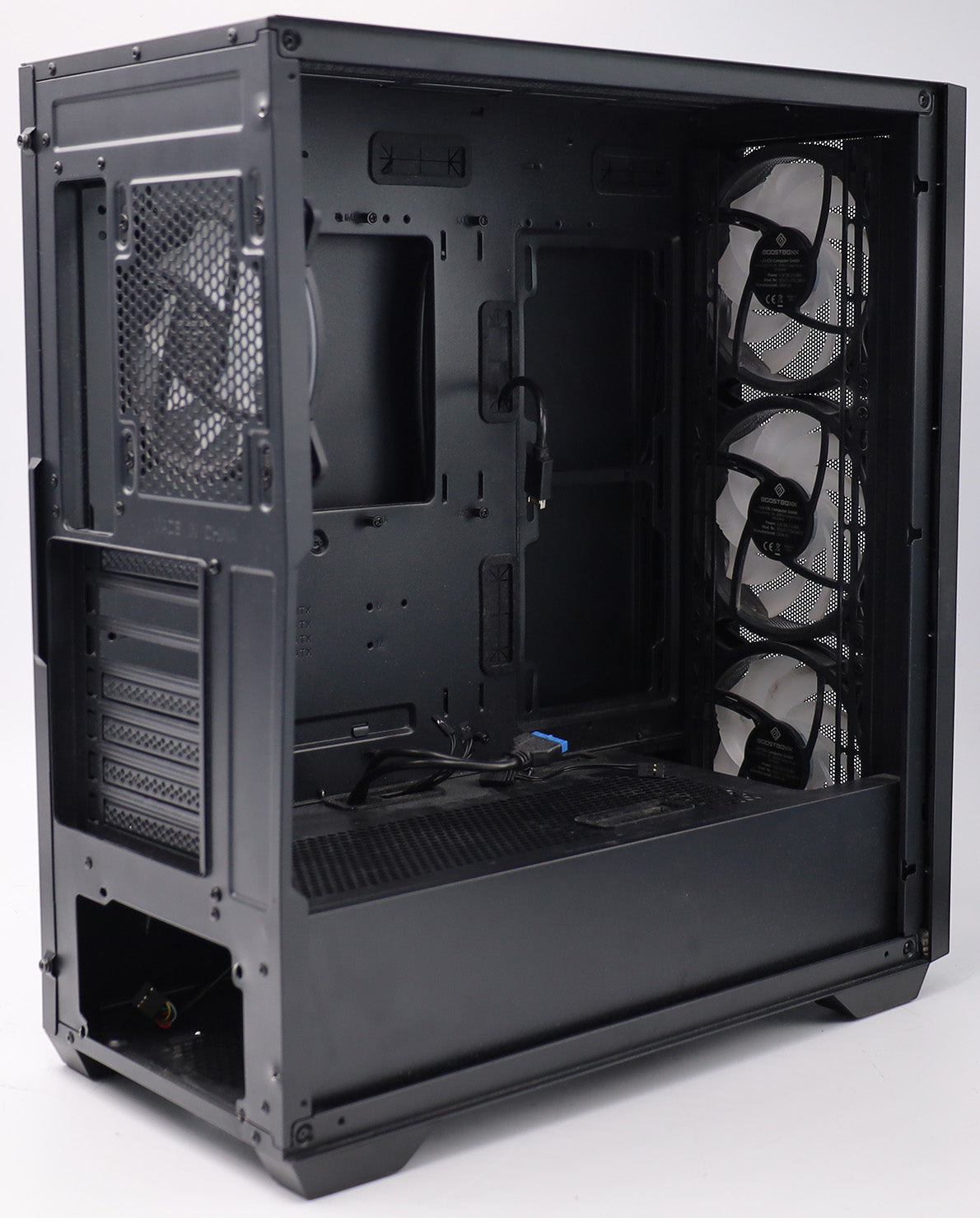 BoostBoxx Hero Airflow schwarz aRGB Beleuchtung mit Steuerung Glas Seitenteil