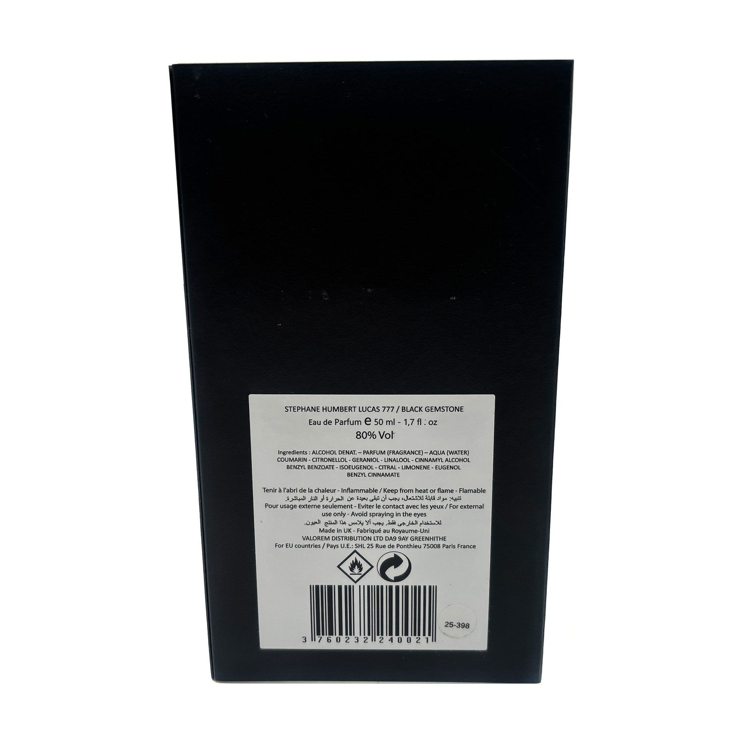 Stephane Humbert Lucas Collection 777 Black Gemstone Eau de Parfum Spray 50 ml