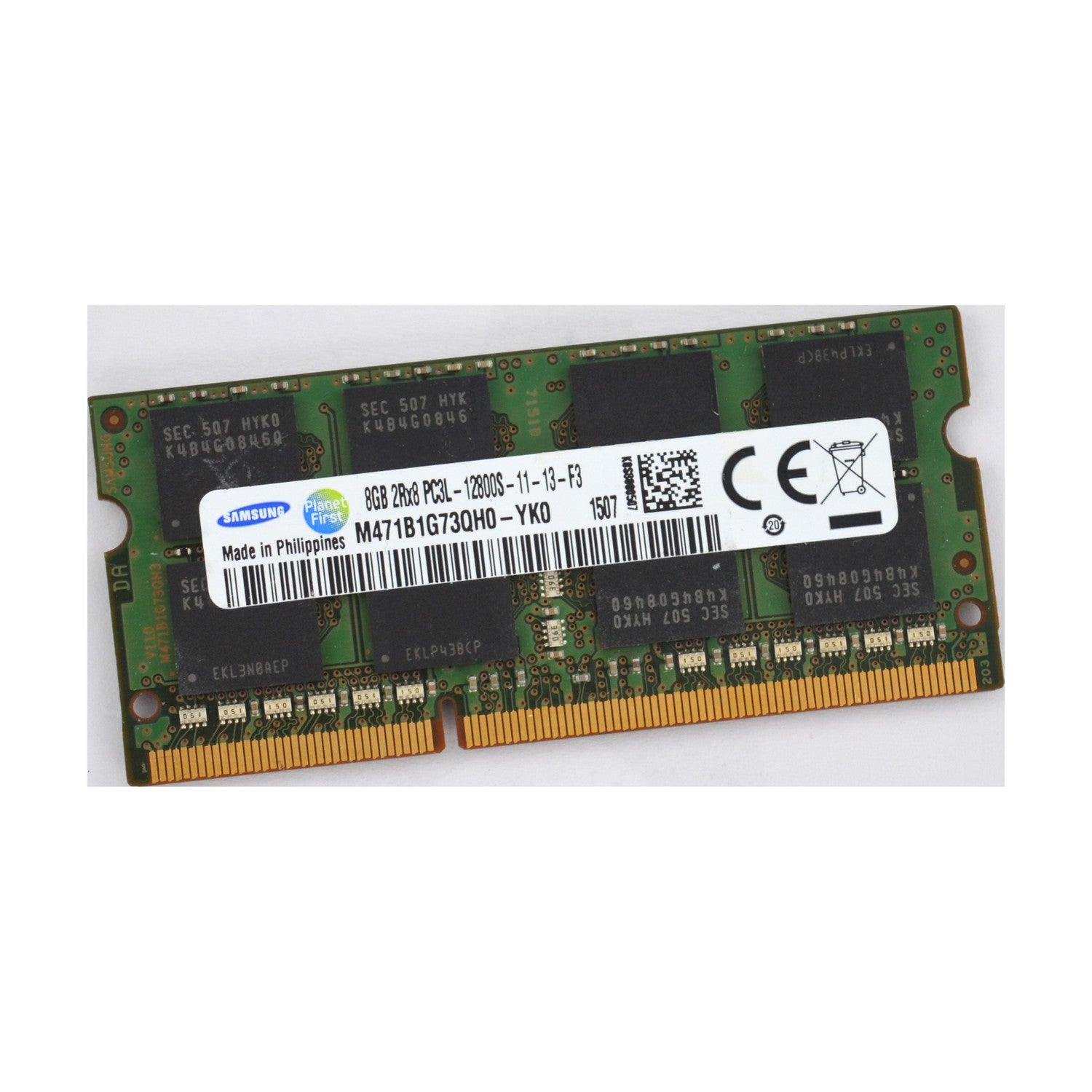 Samsung SO-DIMM 8GB DDR3L-1600, CL11-11-11 2RX8 M471B1G73QH0-YK0