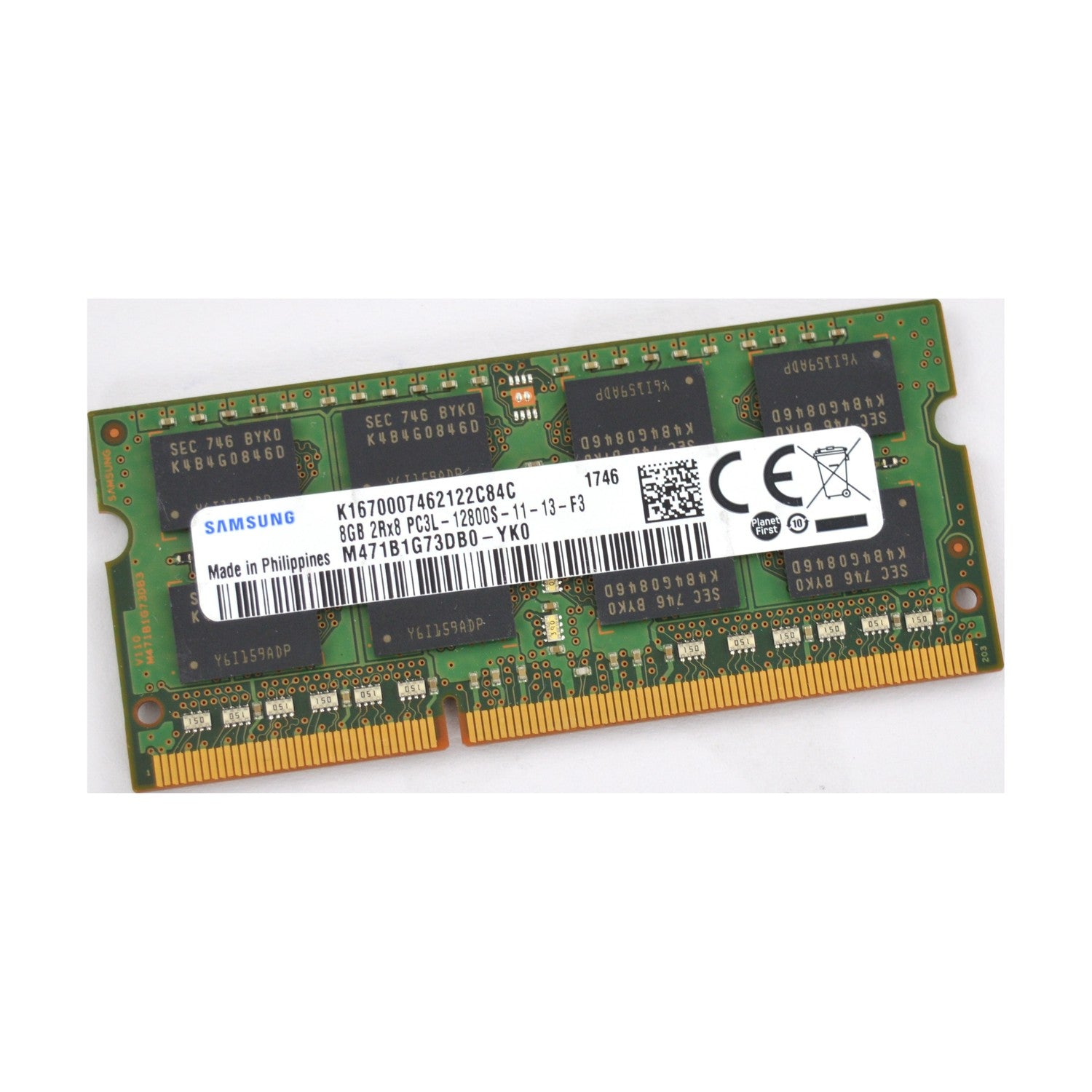 Samsung SO-DIMM 8GB, DDR3L-1600 CL11-11-11 2RX8 M471B1G73DB0-YK0