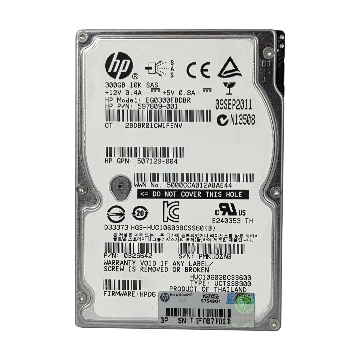 EG0300FBDBR HP 300GB 10K 6G SFF SAS SC HDD 2,5 Zoll
