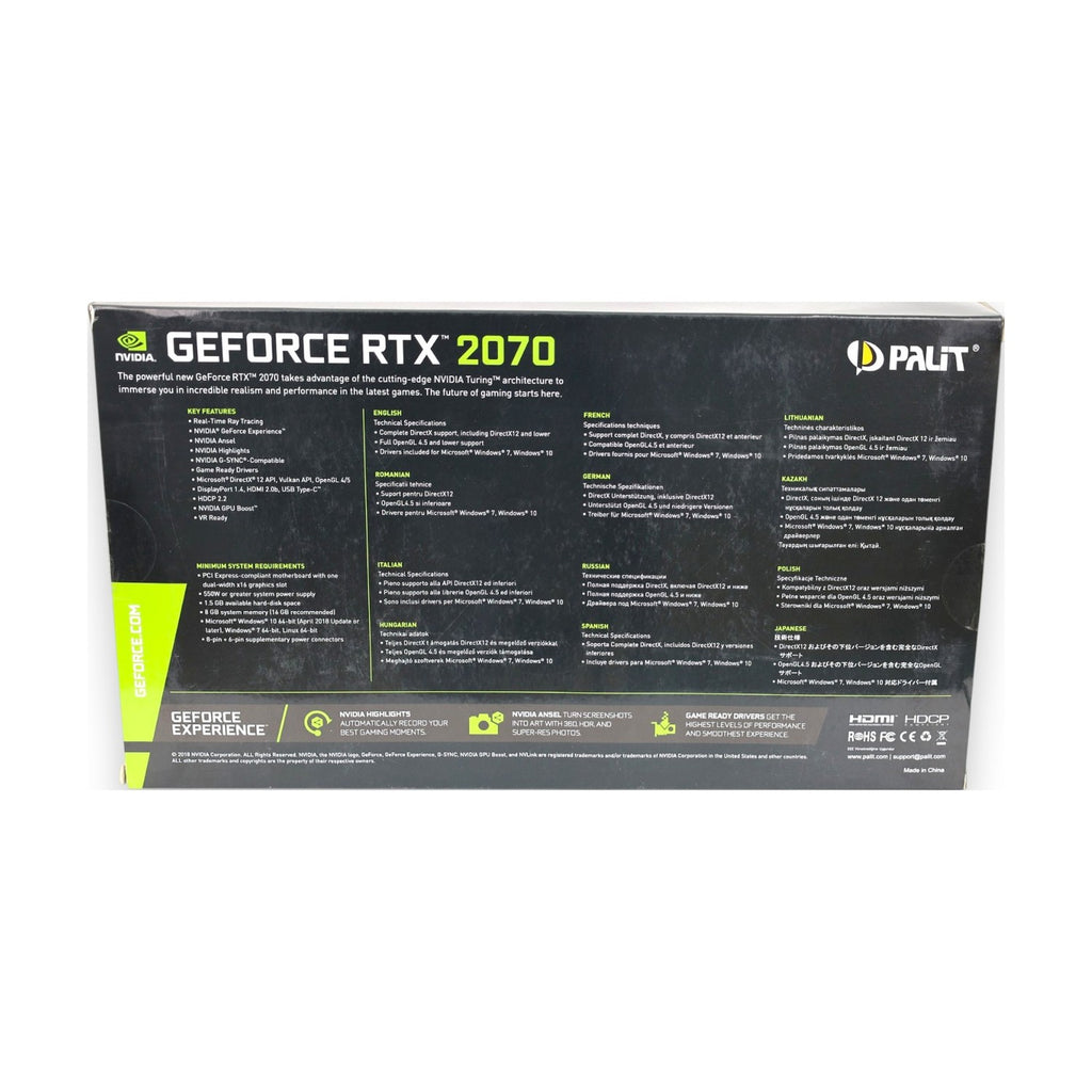 Palit GeForce RTX 2070 JetStream 8GB GDDR6 PCIe 3.0 HDMI DP USB-C