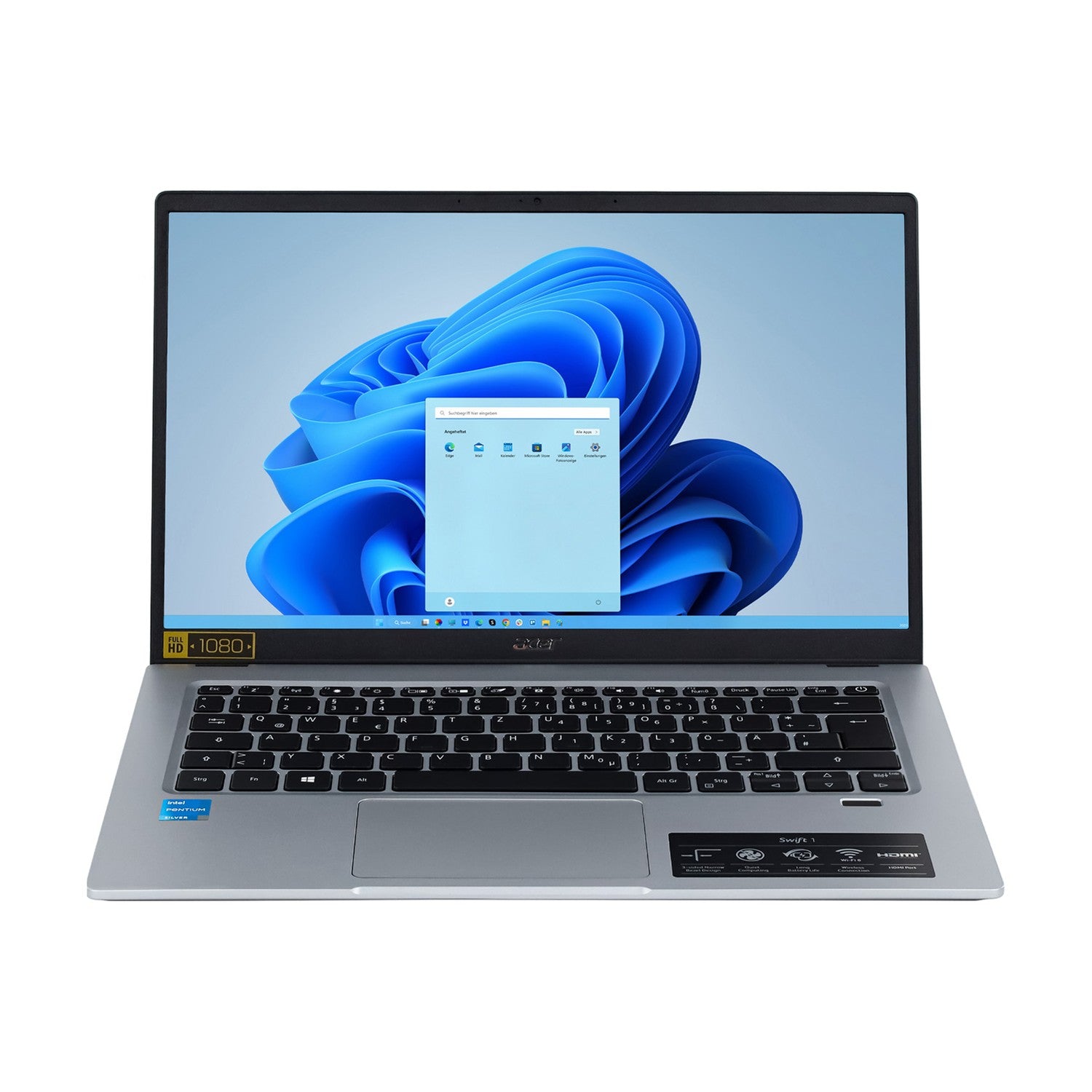 Acer Swift 1 SF114-34-P3WR Pentium 14" N6000 8GB RAM 256GB SSD silber