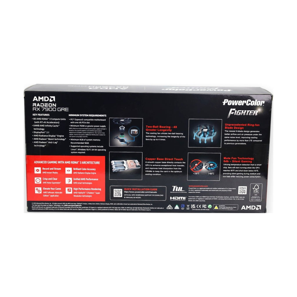 PowerColor Fighter OC AMD Radeon RX 7900 GRE 16GB GDDR6 PCIe 4.0 Grafikkarte