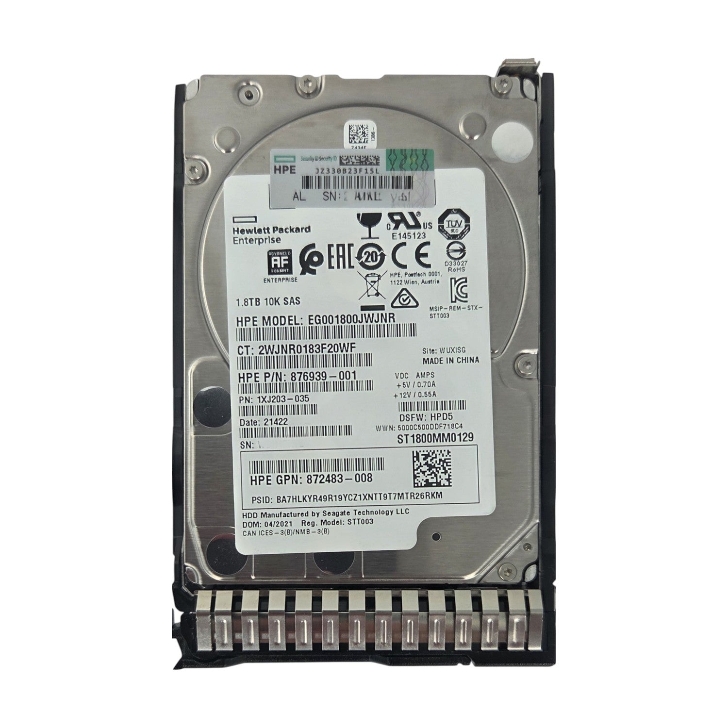 HPE EG001800JWJNR HP Enterprise 1,8 TB SAS 12G 10K SC 512e DS