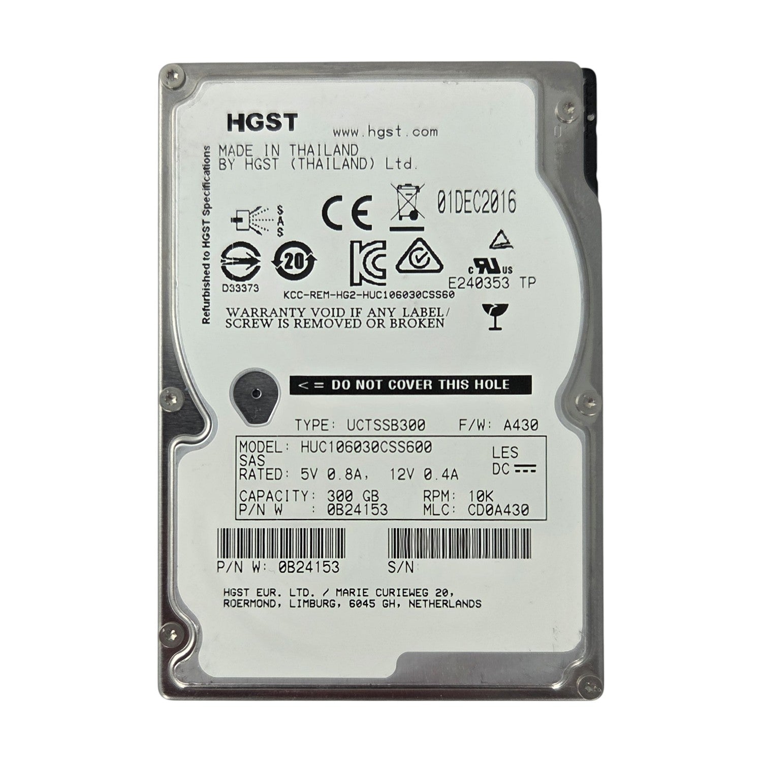 Festplatte HGST 300Gb HUC106030CSS600 10000Rpm SAS II 2.5“ Zoll