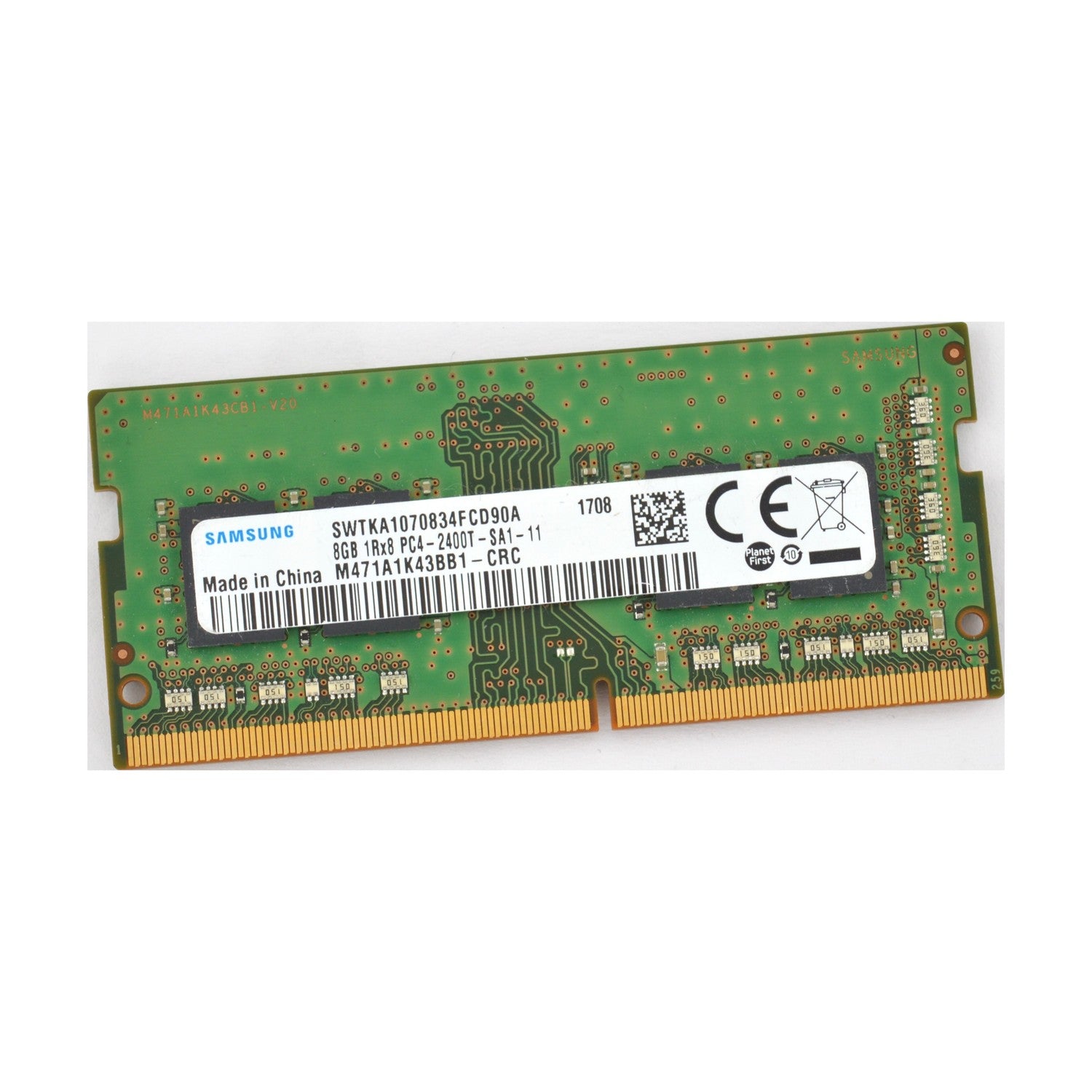 Samsung SO-DIMM 8GB DDR4-2400 CL17-17-17 1RX8 M471A1K43BB1-CRC