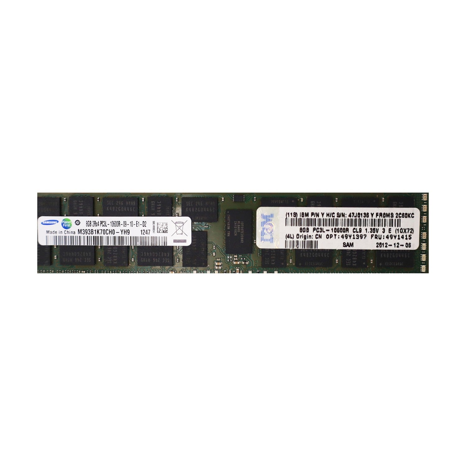 Samsung 8GB DDR3 ECC Registered PC3L-10600R Server RAM M393B1K70CH0-YH9