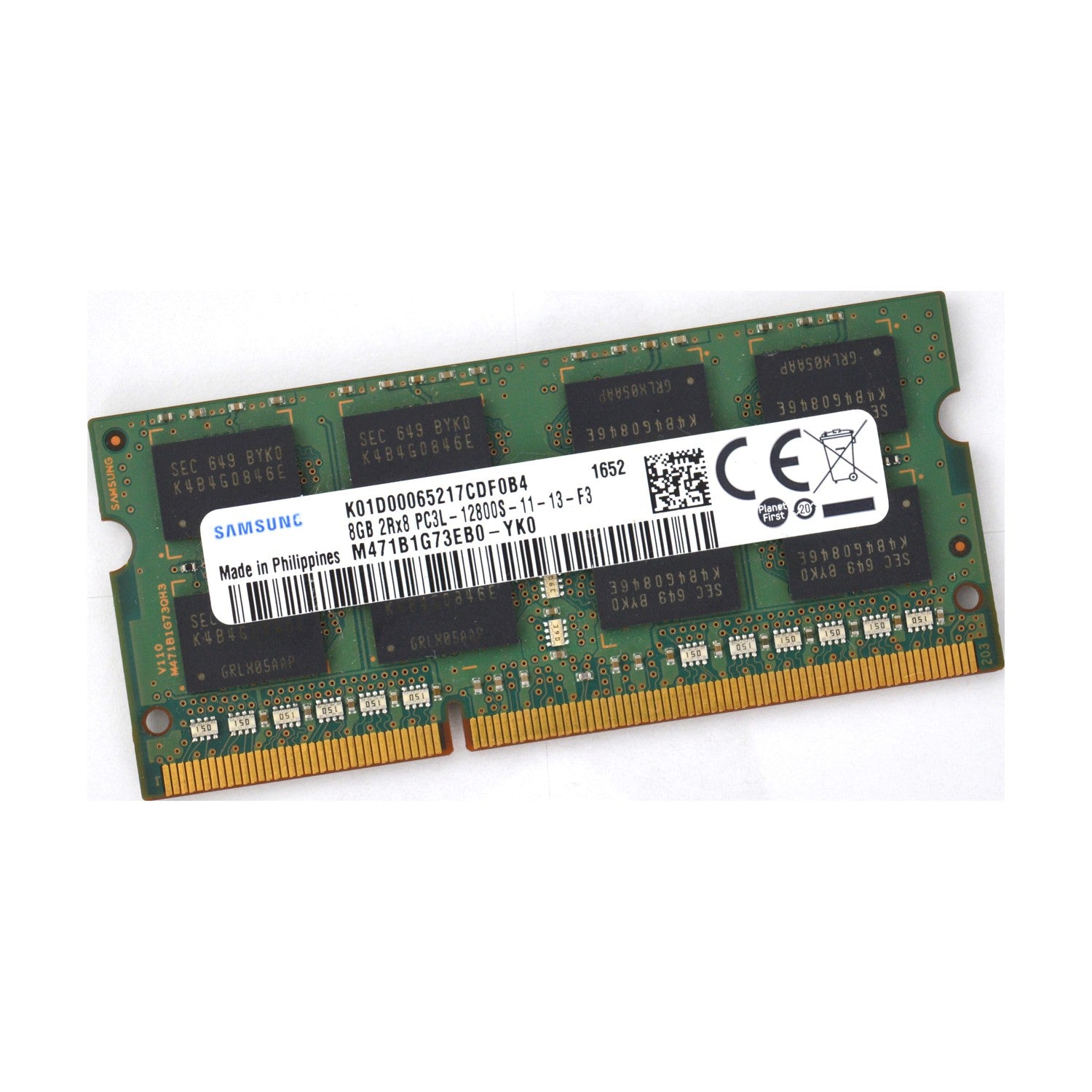 Samsung SO-DIMM 8GB, DDR3L-1600, CL11-11-11, 2RX8, M471B1G73EB0-YK0