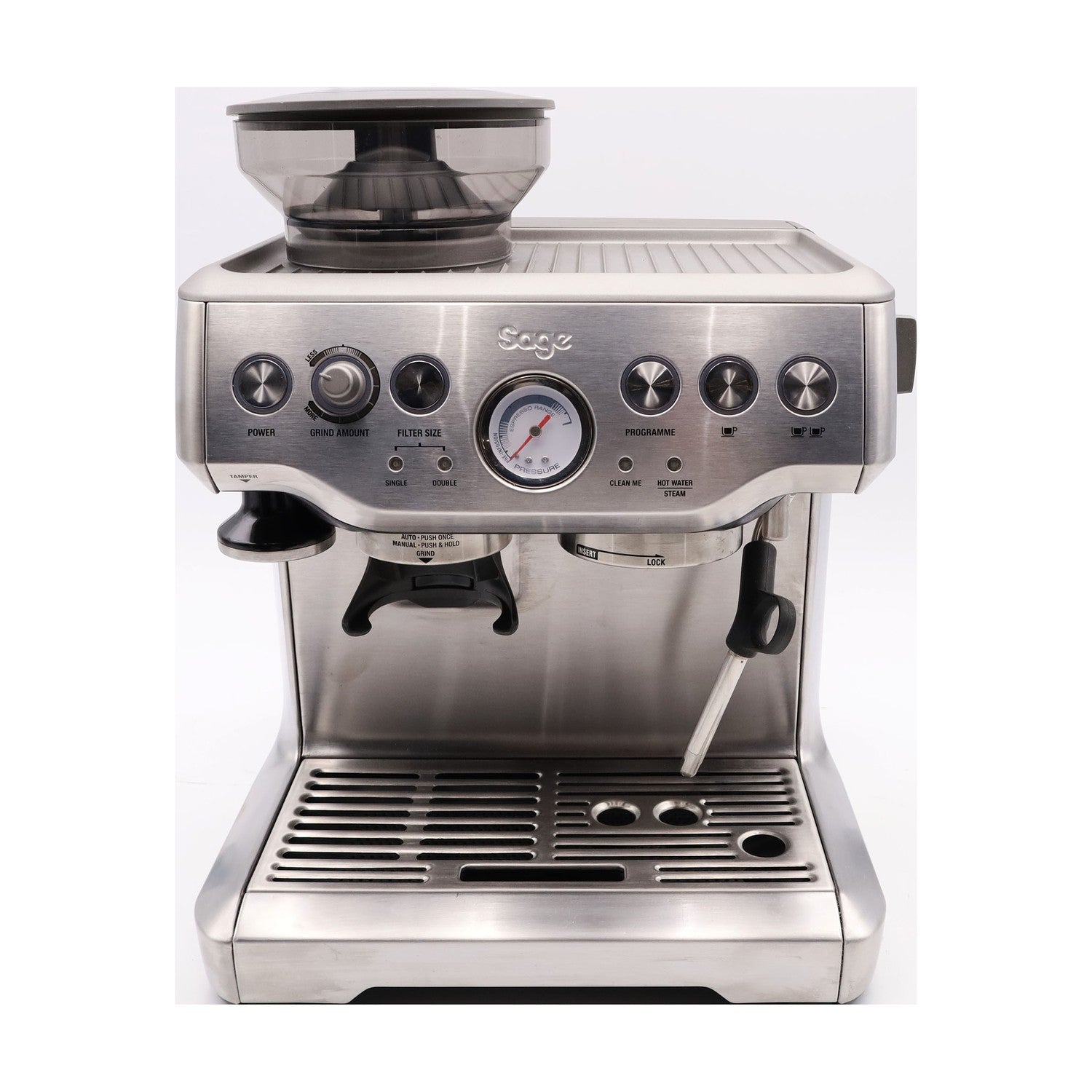 Sage The Barista Express  Espressomaschine mit manuellem Milchaufschäumer.
