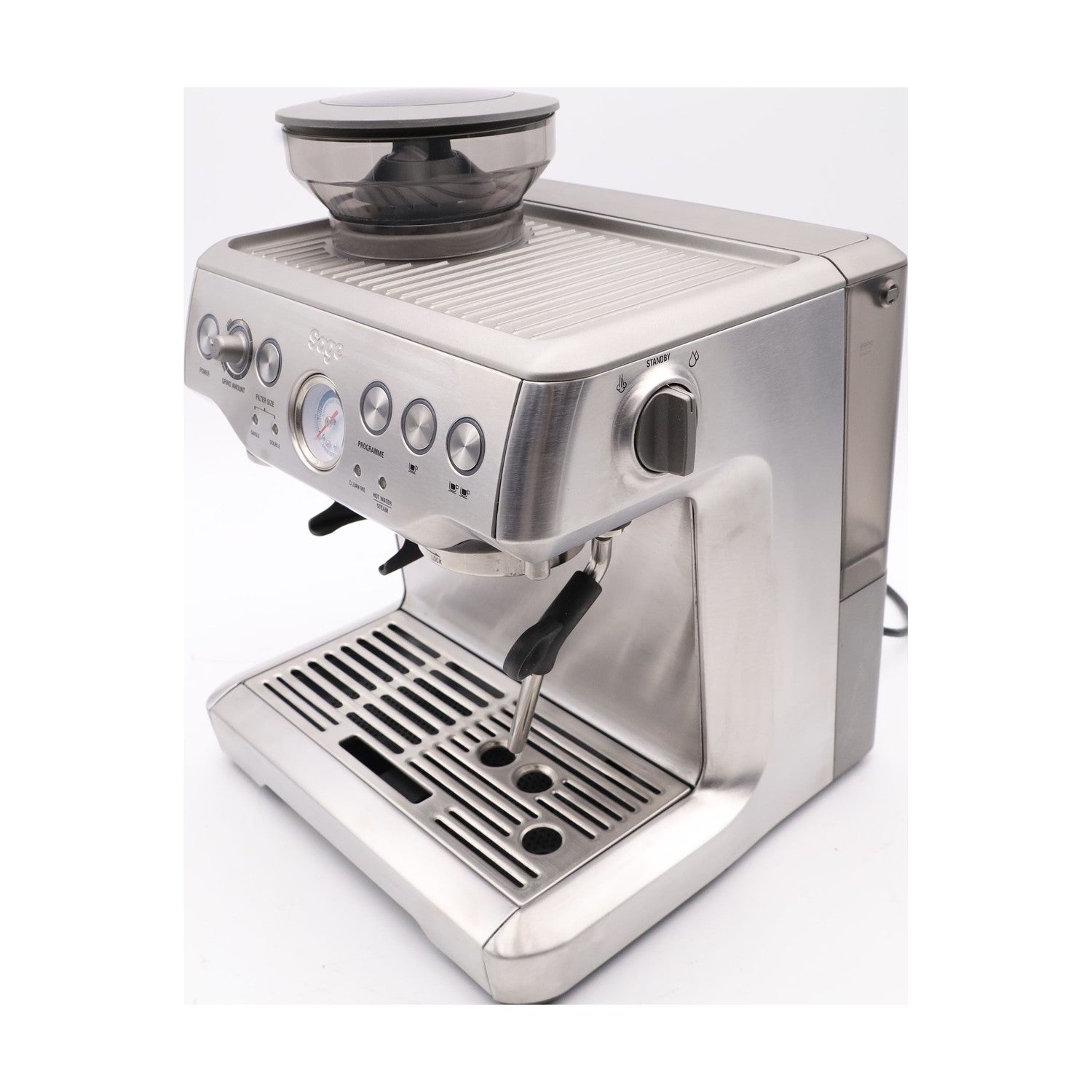 Sage The Barista Express  Espressomaschine mit manuellem Milchaufschäumer.