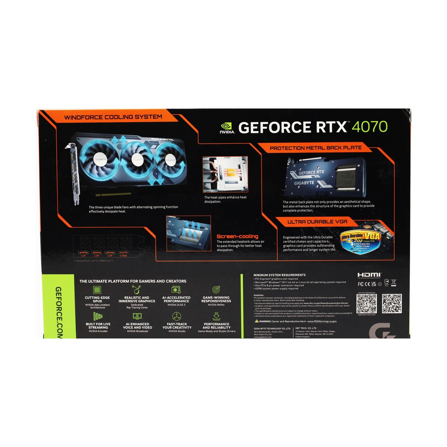 GIGABYTE GeForce RTX 4070 WINDFORCE OC 12GB Grafikkarte 12GB DDRX6 21Gbps
