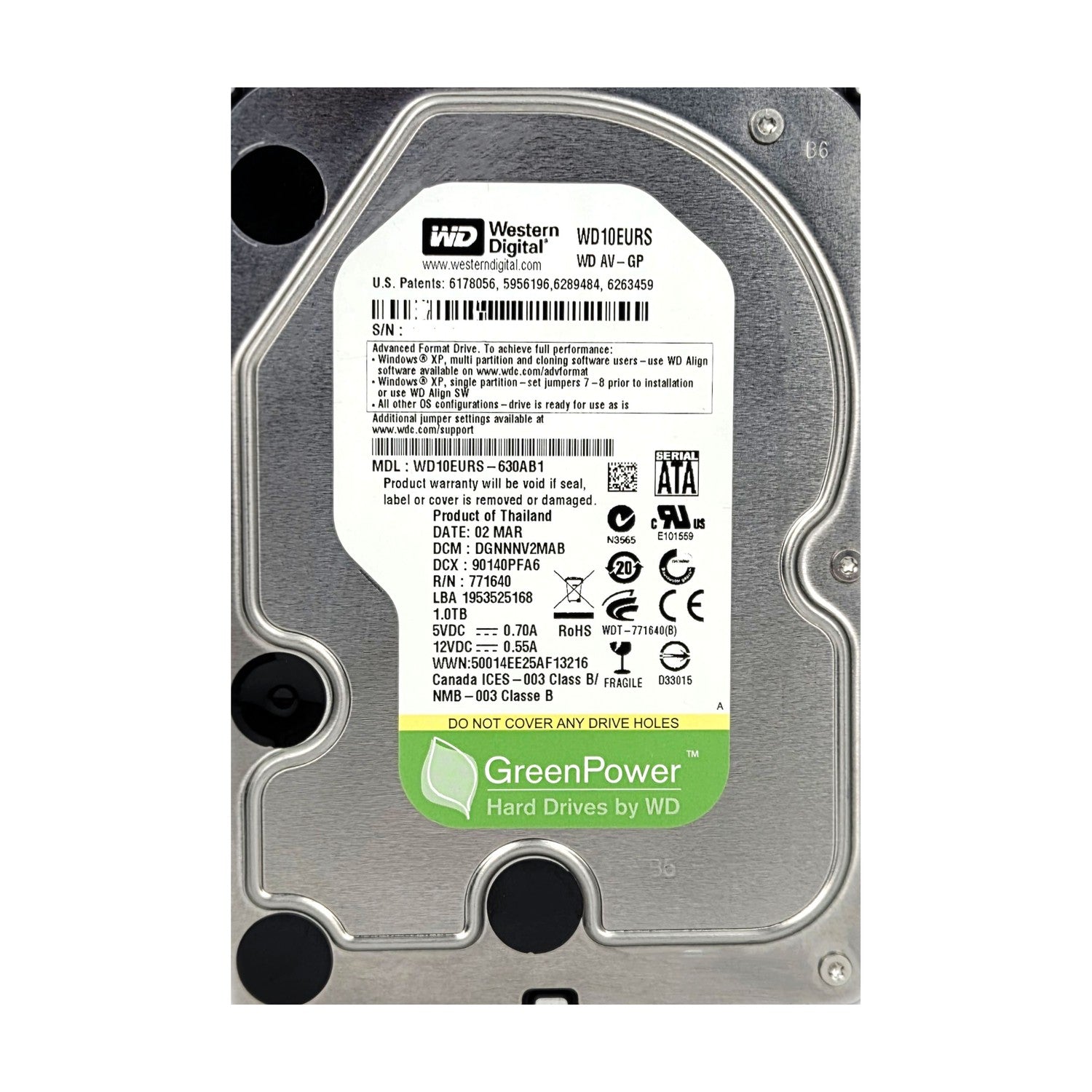 Western Digital WD AV GP 1TB, 24/7, 512e / 3.5" / SATA 3Gb/s WD10EURS