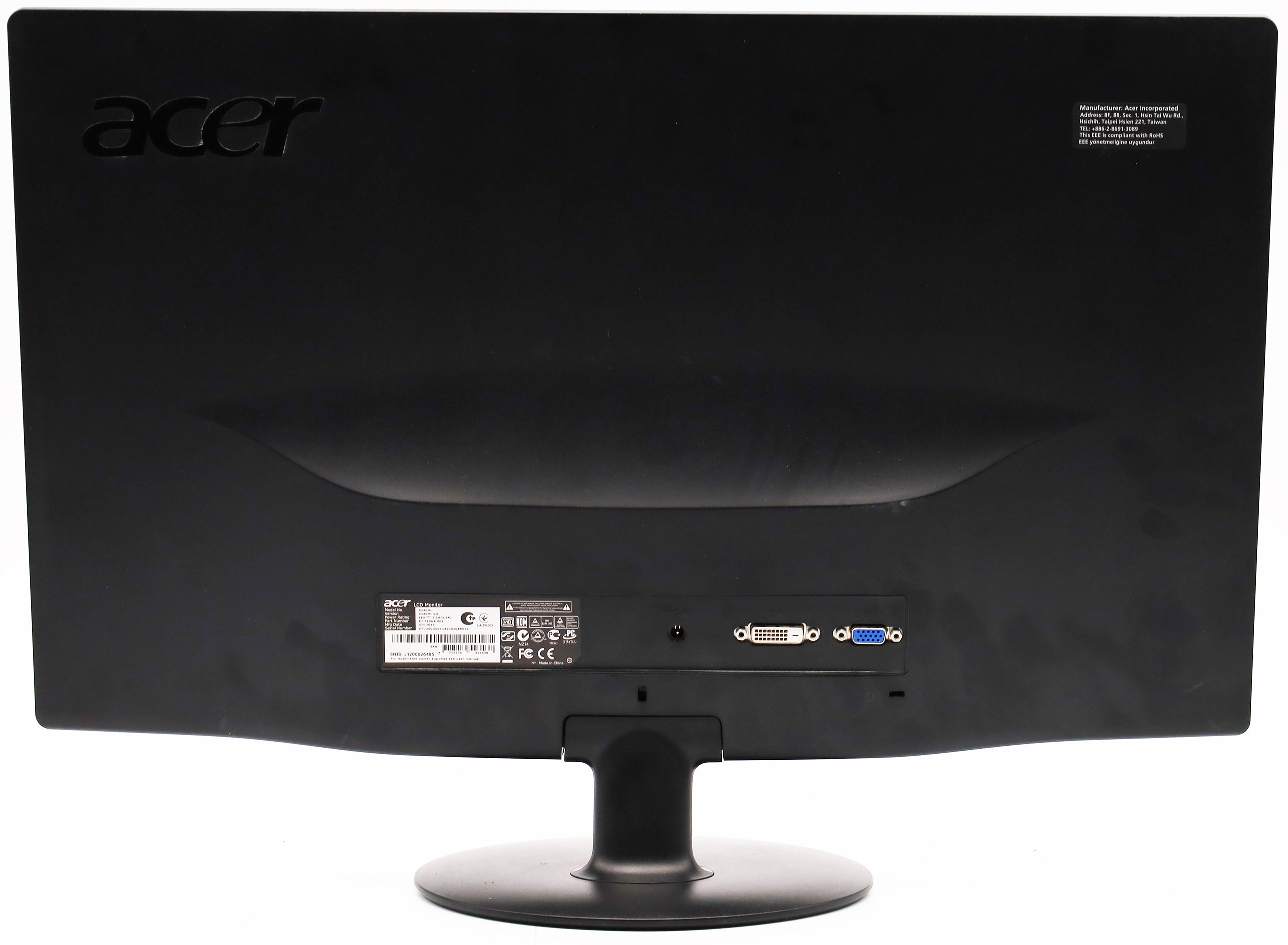 acer S240HLBD Slimline 61cm 24 Zoll Widescreen TFT-Monitor LED VGA DVI 5m